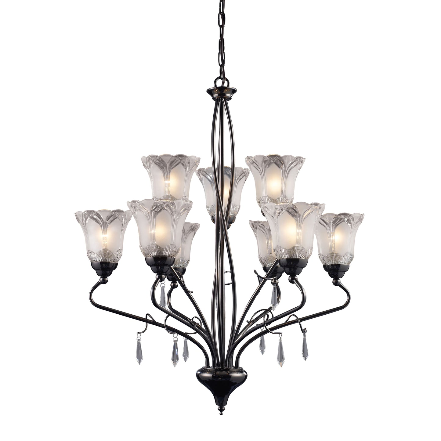 Nouveau 26'' Wide 9-Light Chandelier - Black Chrome