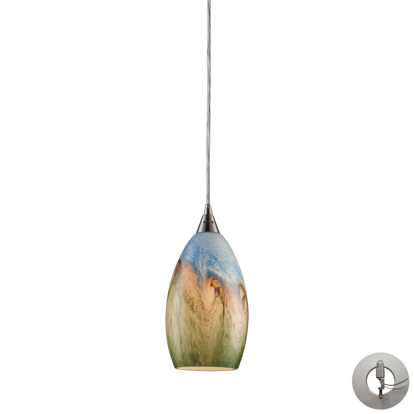 Geologic 6'' Wide 1-Light Pendant - Satin Nickel - Includes Adapter Kit