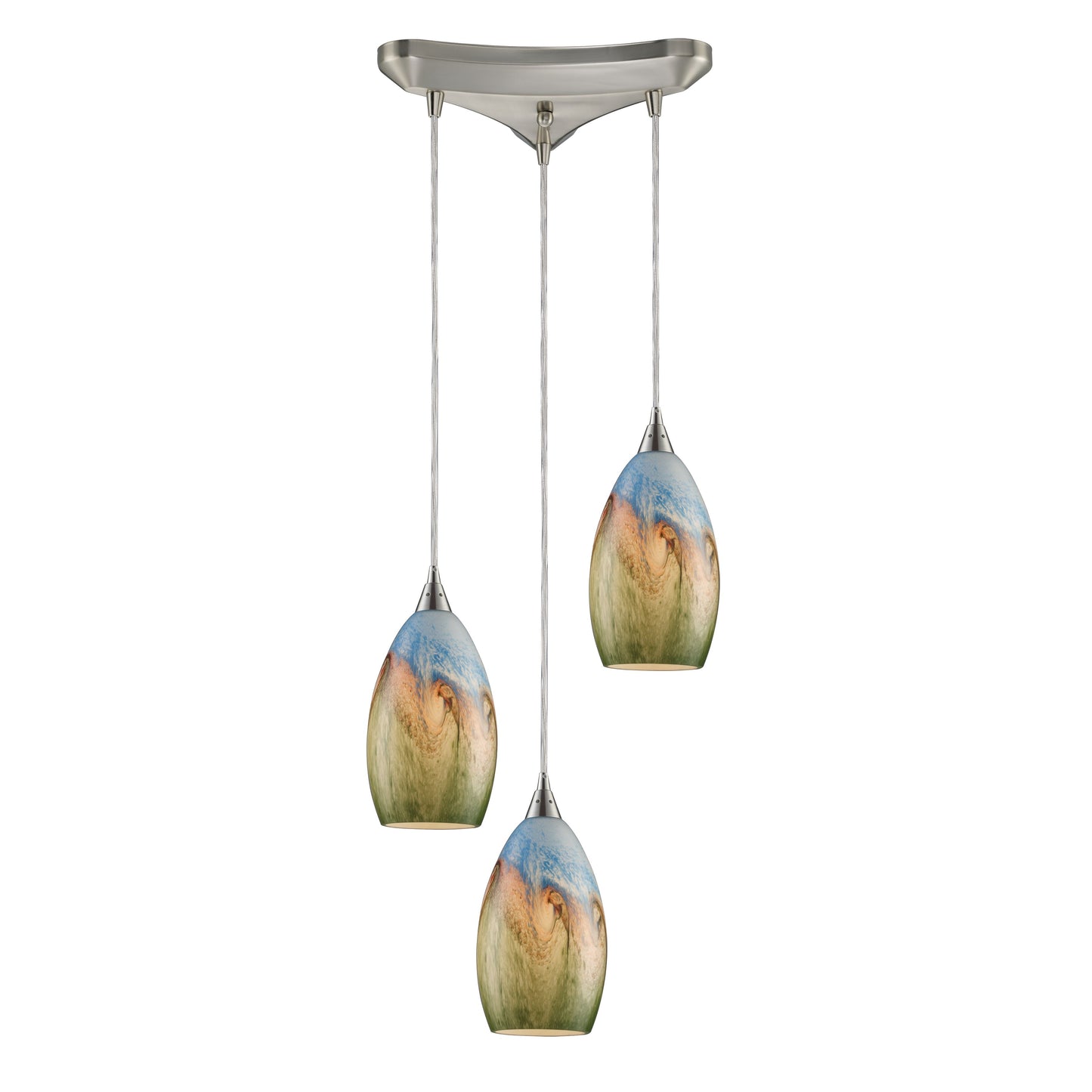 Geologic 10'' Wide 3-Light Pendant - Satin Nickel