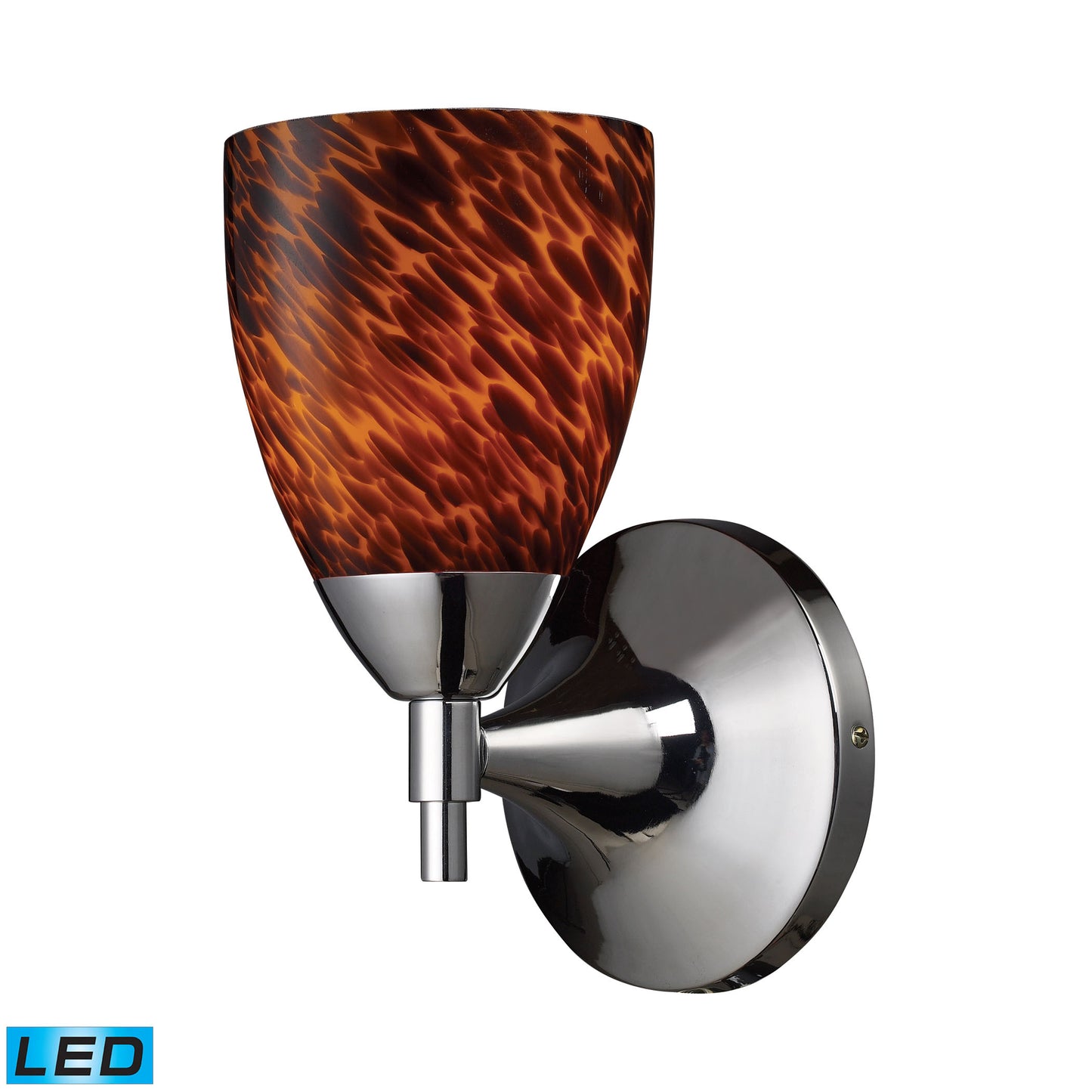 Celina 9'' High 1-Light Sconce - Polished Chrome with Espresso Glass - Includes LED Bulb