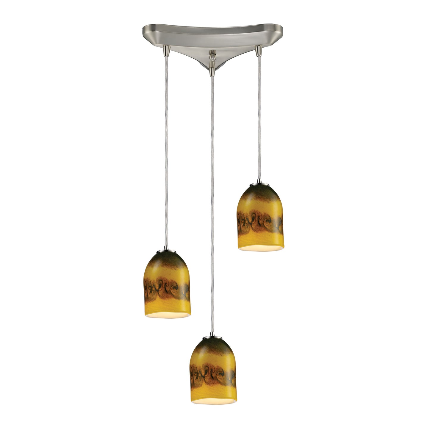 Cosmos 10'' Wide 3-Light Pendant - Comet in Satin Nickel