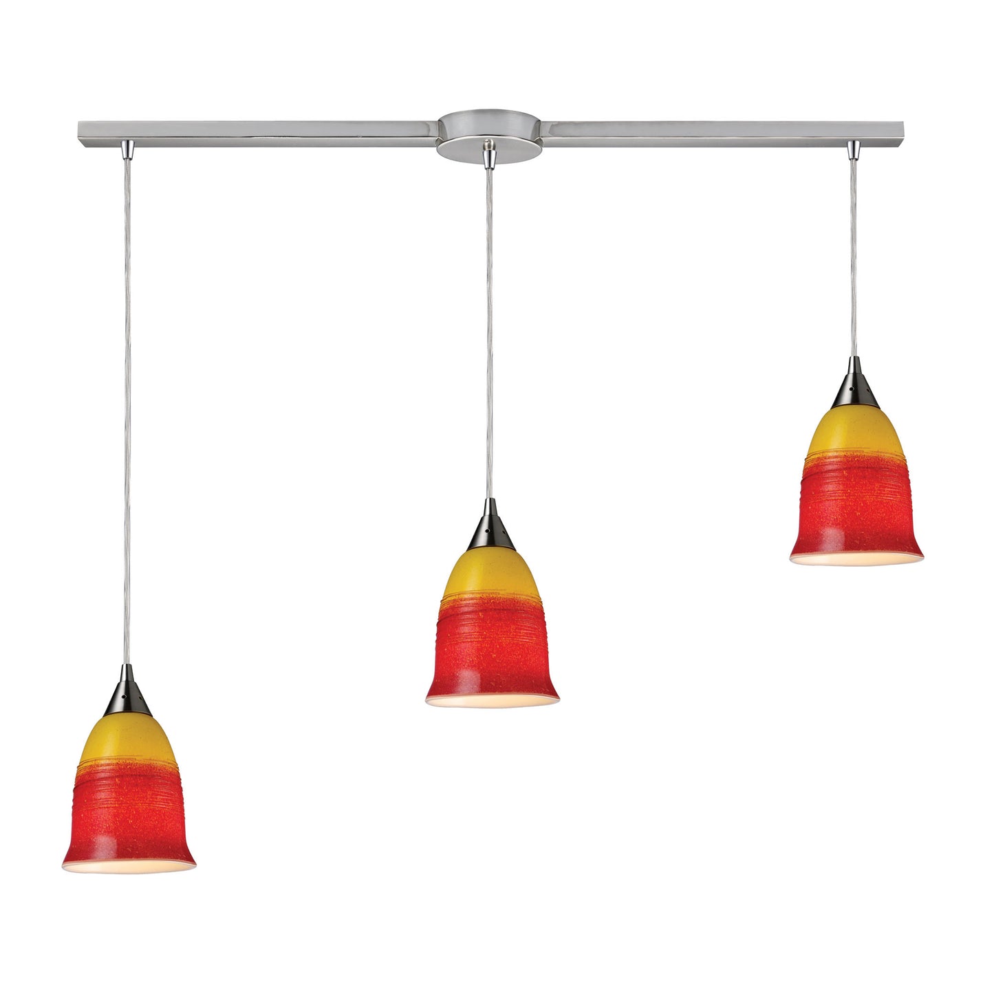 Horizon 5'' Wide 3-Light Linear Pendant - Fire in Satin Nickel