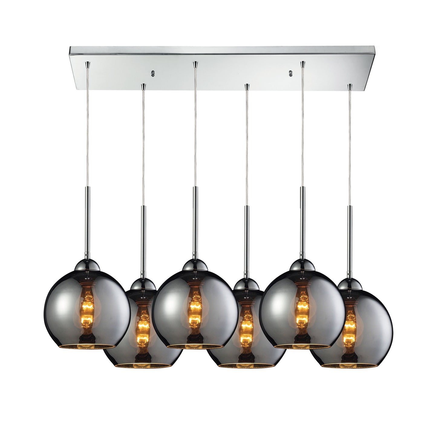 Cassandra 30'' Wide 6-Light Rectangular Pendant - Polished Chrome