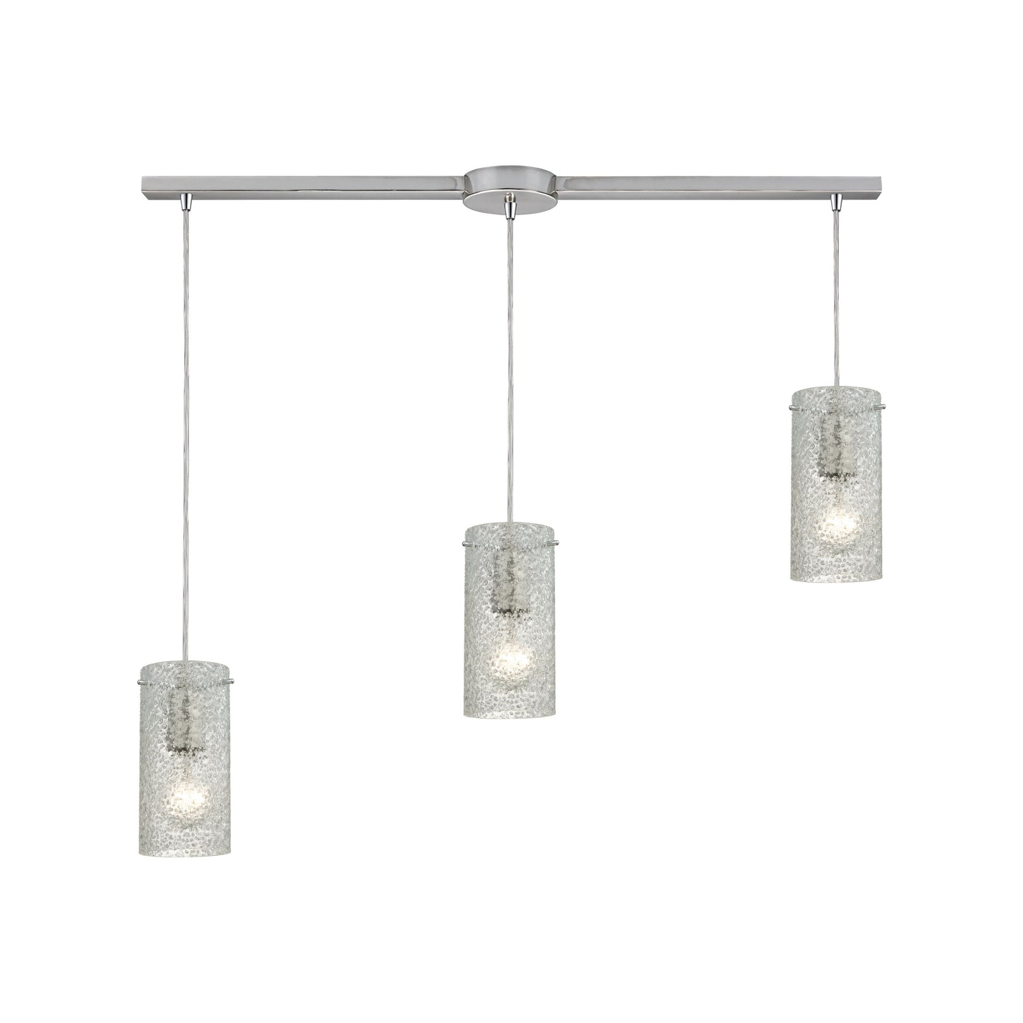Ice Fragments 36'' Wide 3-Light Slim Linear Pendant - Satin Nickel and Clear Glass