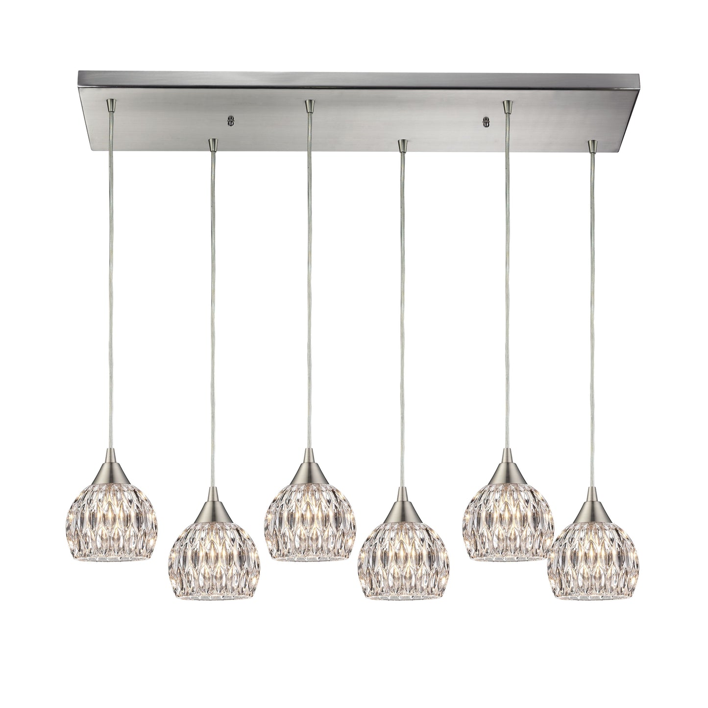 Kersey 30'' Wide 6-Light Rectangular Pendant - Satin Nickel
