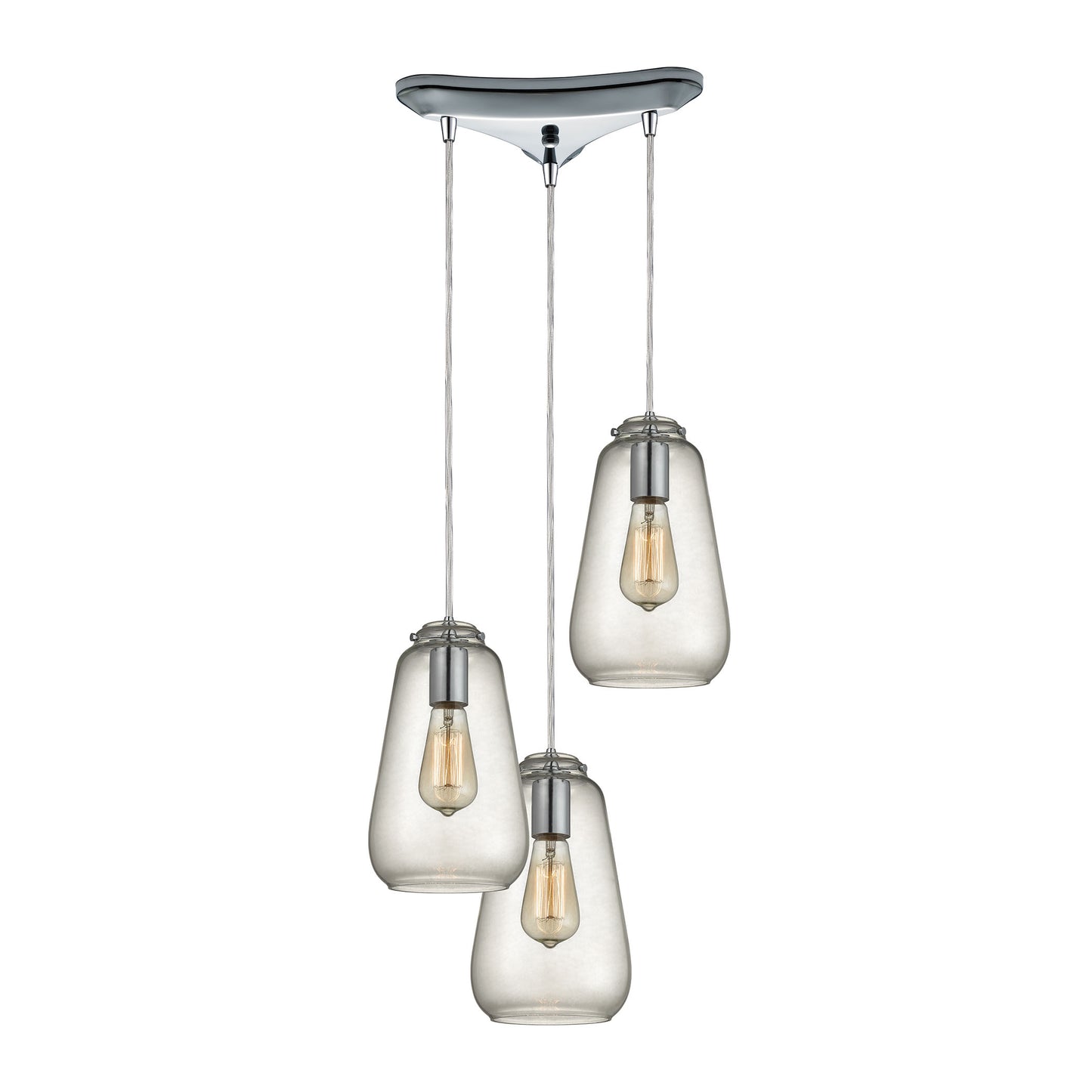 Orbital 10'' Wide 3-Light Pendant - Polished Chrome with Clear Glass
