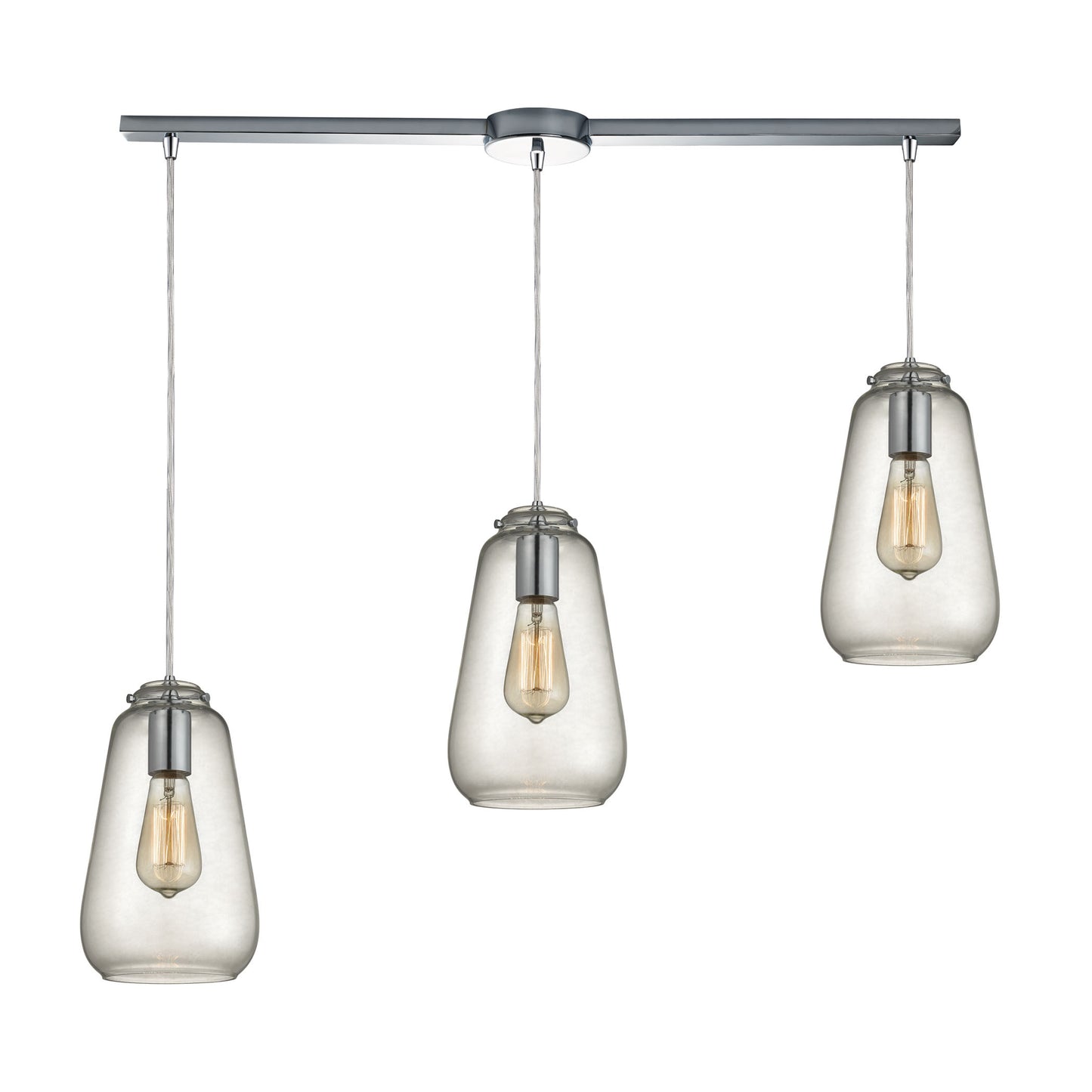 Orbital 36'' Wide 3-Light Pendant - Polished Chrome with Clear Glass