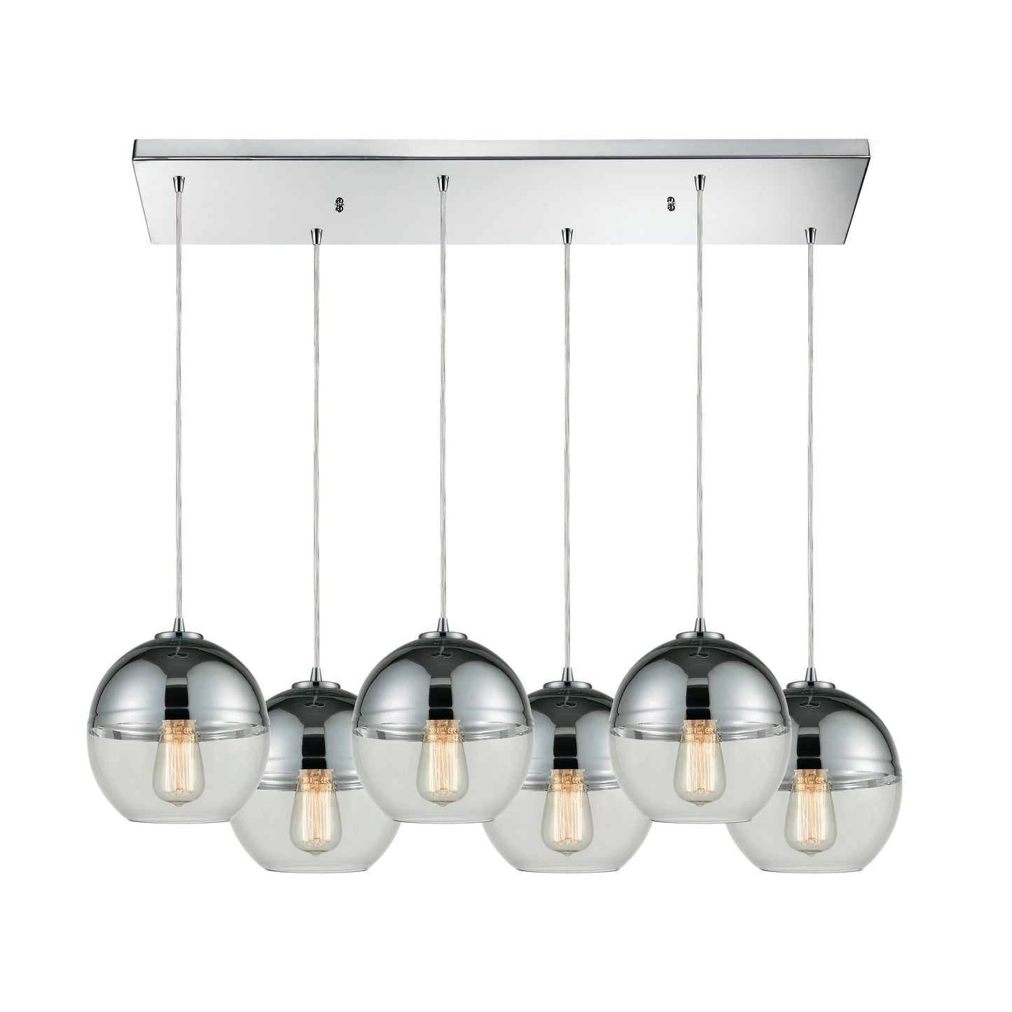 Revelo 32'' Wide 6-Light Rectangular Pendant - Polished Chrome