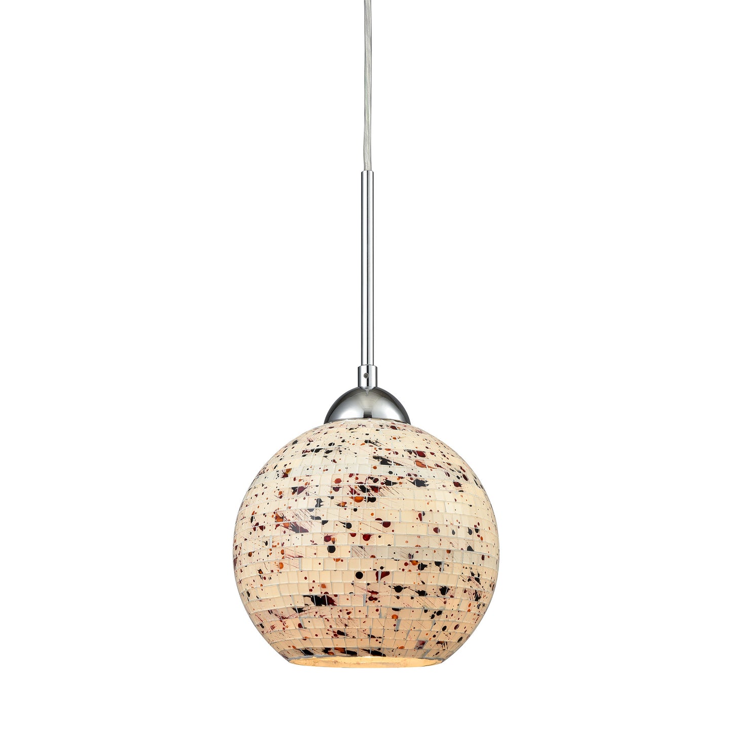 Spatter 7'' Wide 1-Light Mini Pendant - Polished Chrome with Spatter Mosaic Glass