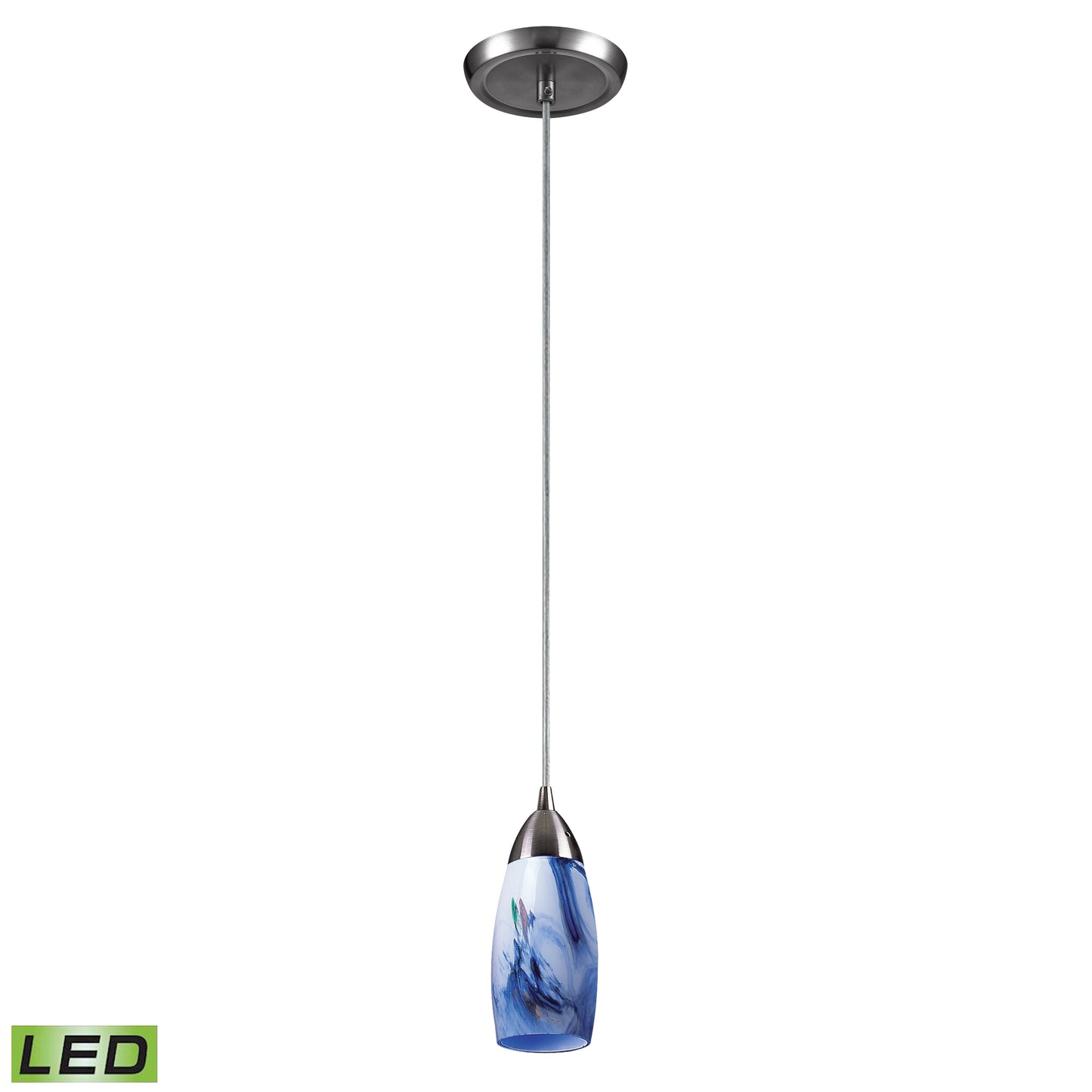 Milan 3'' Wide 1-Light Pendant - Satin Nickel with Mountain Glass - Includes LED Bulb
