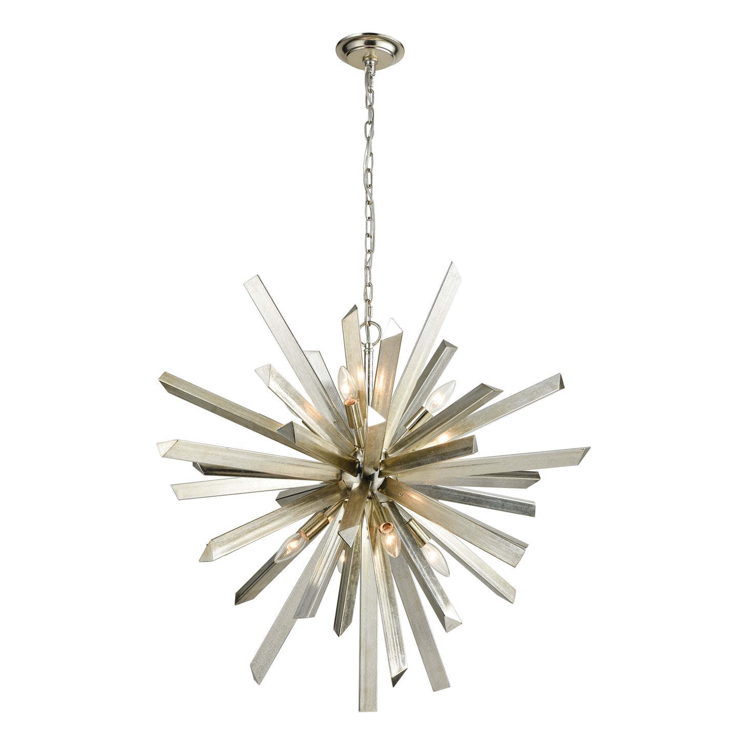 Cataclysm 30'' Wide 8-Light Chandelier - Silver Leaf