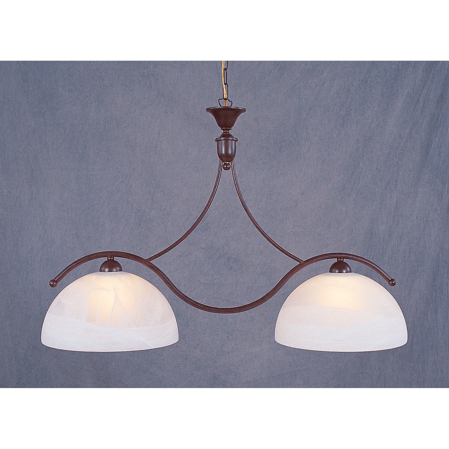 European Crafted 31'' Wide 2-Light Linear Chandelier - Rust with Murano Marbleized Glass