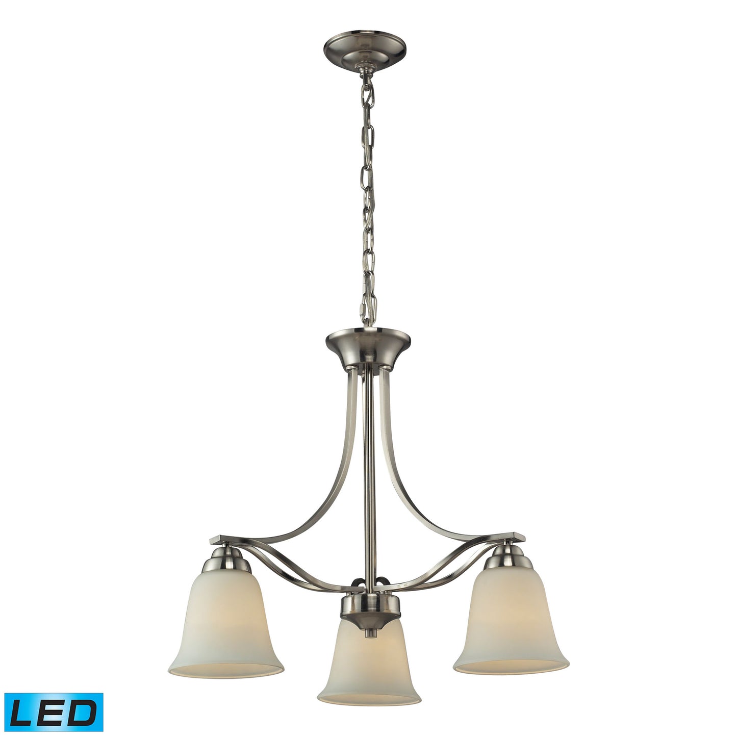 Malaga 22'' Wide 3-Light Chandelier - Brushed Nickel - Includes LED Bulb