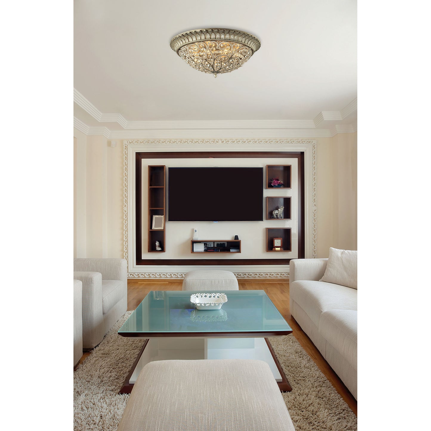 Andalusia 17'' Wide 4-Light Flush Mount - Aged Silver