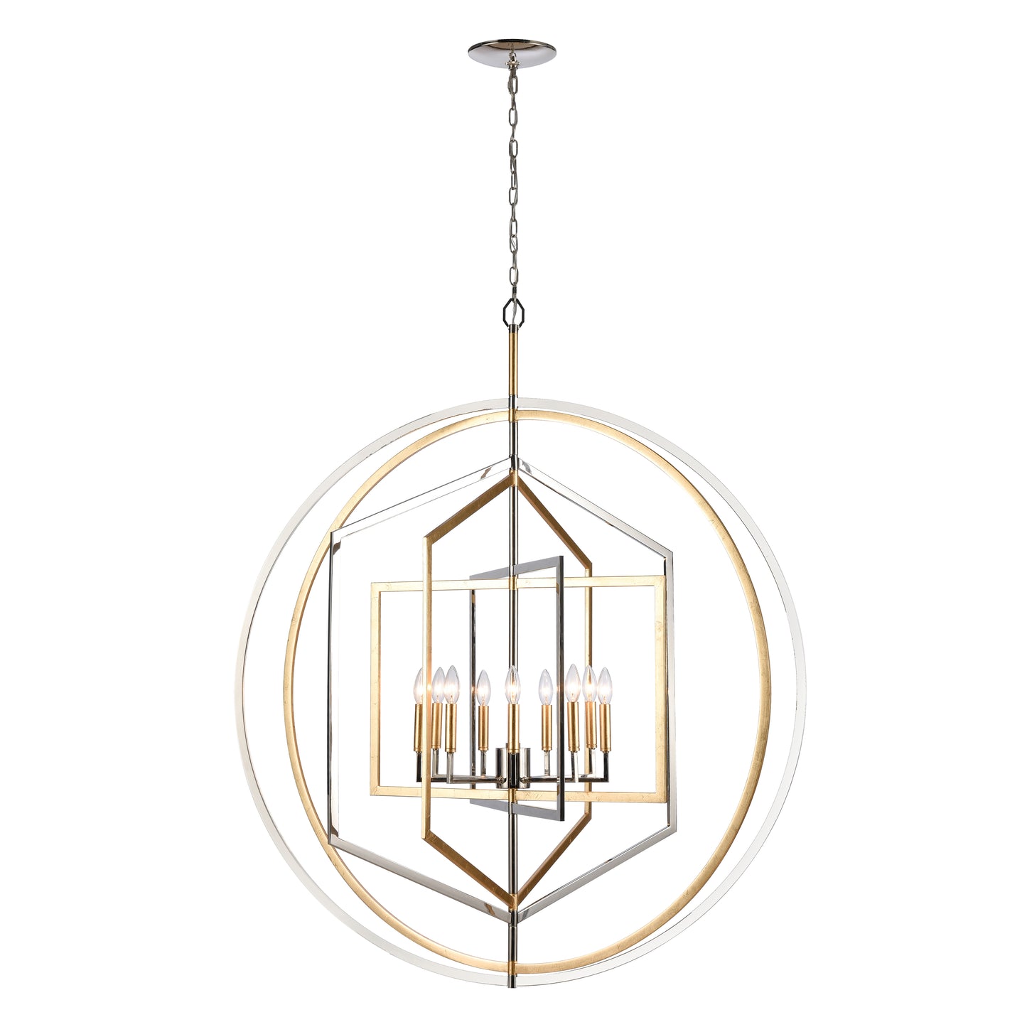 Geosphere 46'' Wide 9-Light Chandelier - Polished Nickel