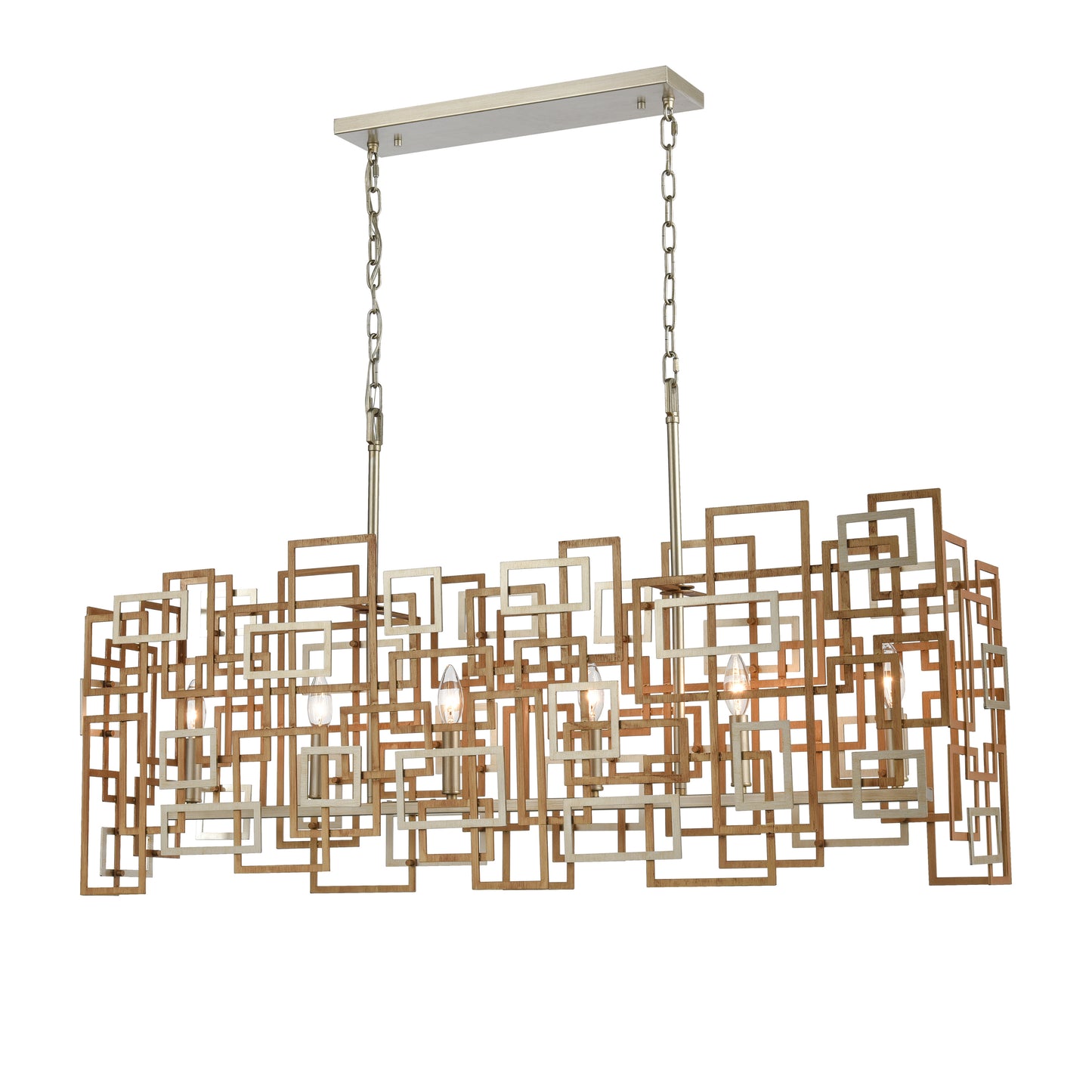 Gridlock 44'' Wide 6-Light Linear Chandelier - Matte Gold