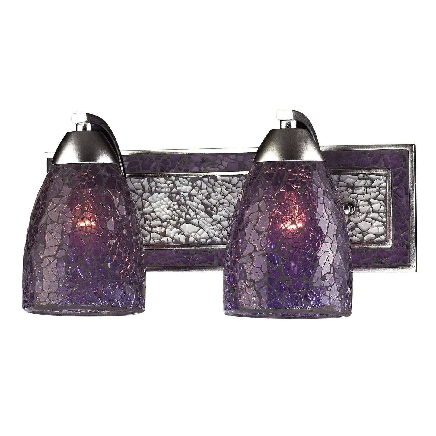 VANITY COLLECTION ELEGANT BATH LIGHTING 2-LIGHT PURPLE CRACKLED GLASS AND BACKPL