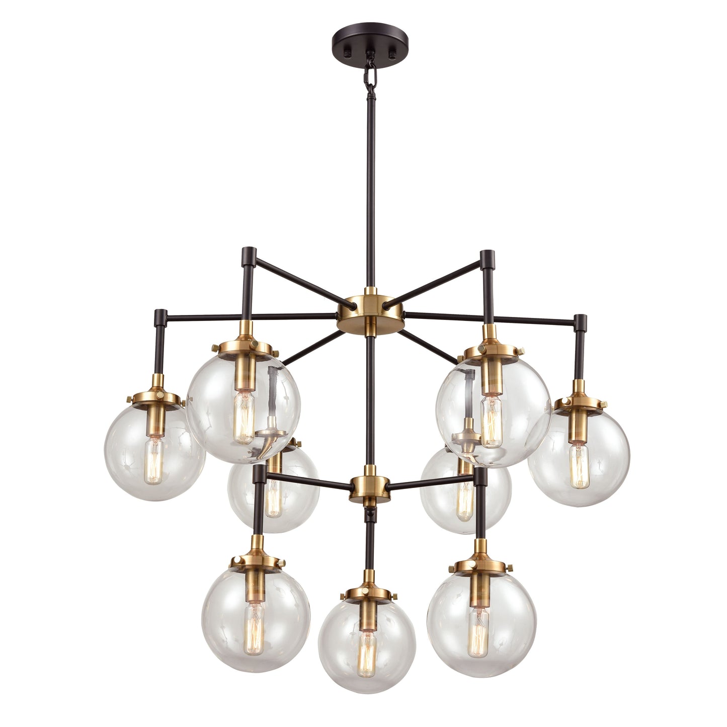 Boudreaux 30'' Wide 9-Light Chandelier - Matte Black with Antique Gold