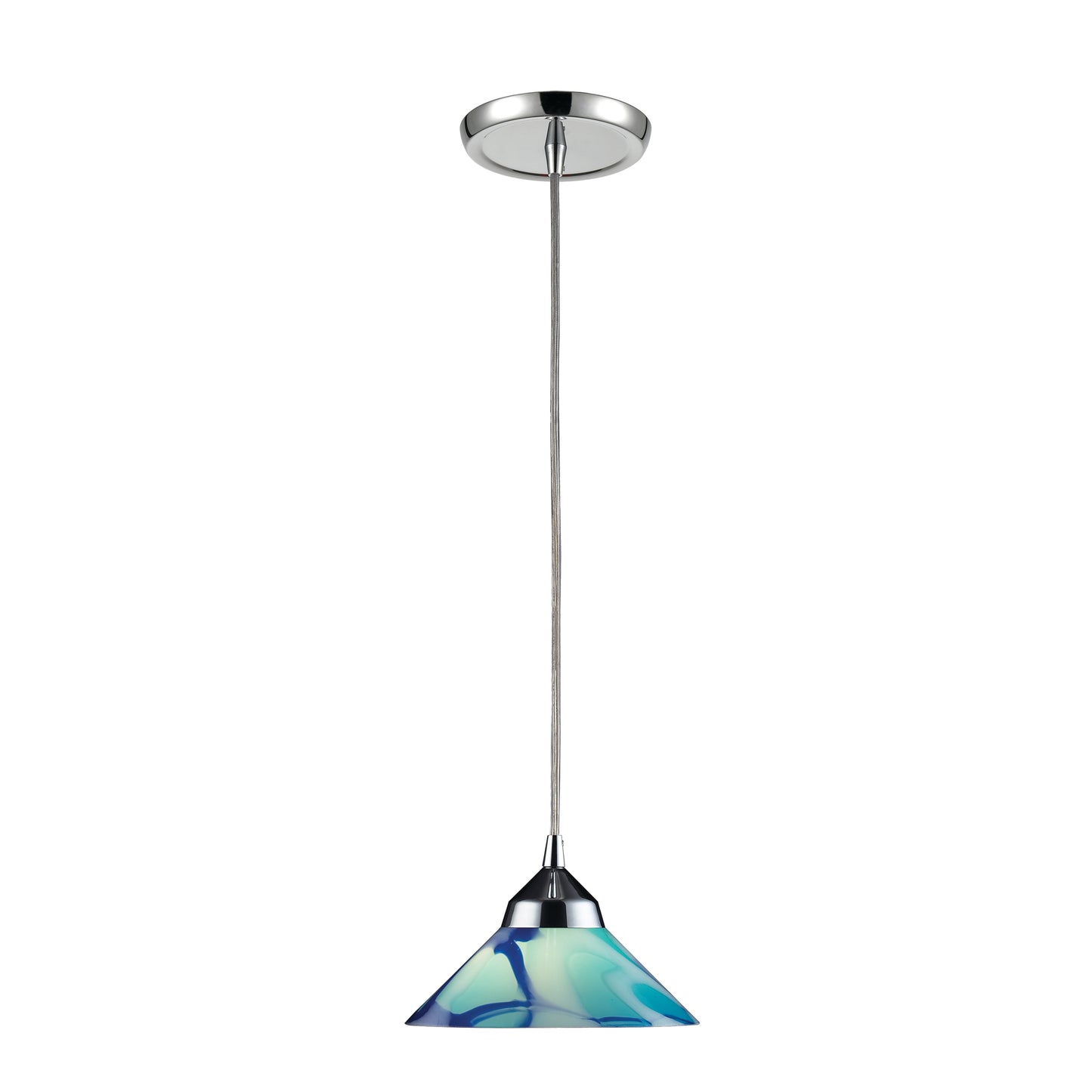 Refraction 7'' Wide 1-Light Pendant - Polished Chrome with Caribbean Glass