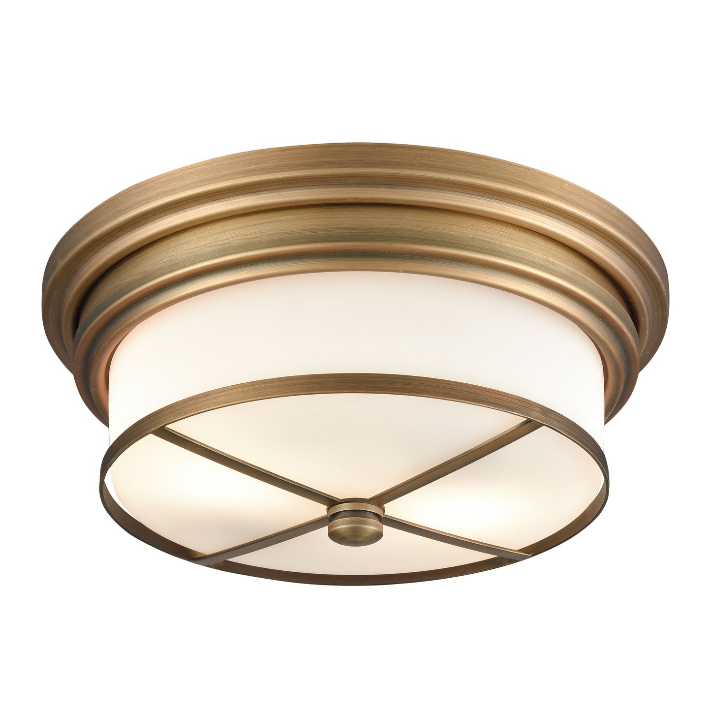 13'' Wide 2-Light Flush Mount - Classic Brass
