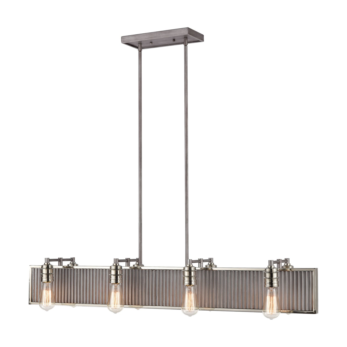 Corrugated Steel 43'' Wide 8-Light Chandelier - Weathered Zinc