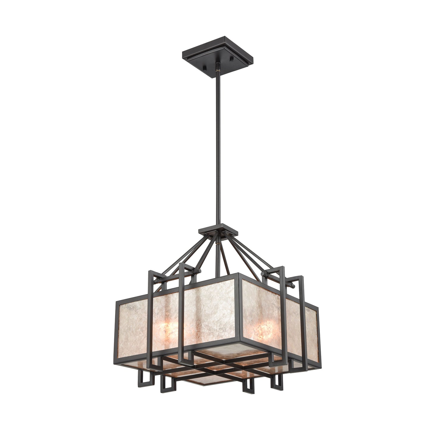 Stasis 17'' Wide 3-Light Chandelier - Oil Rubbed Bronze with Tan and Clear Mica Shade