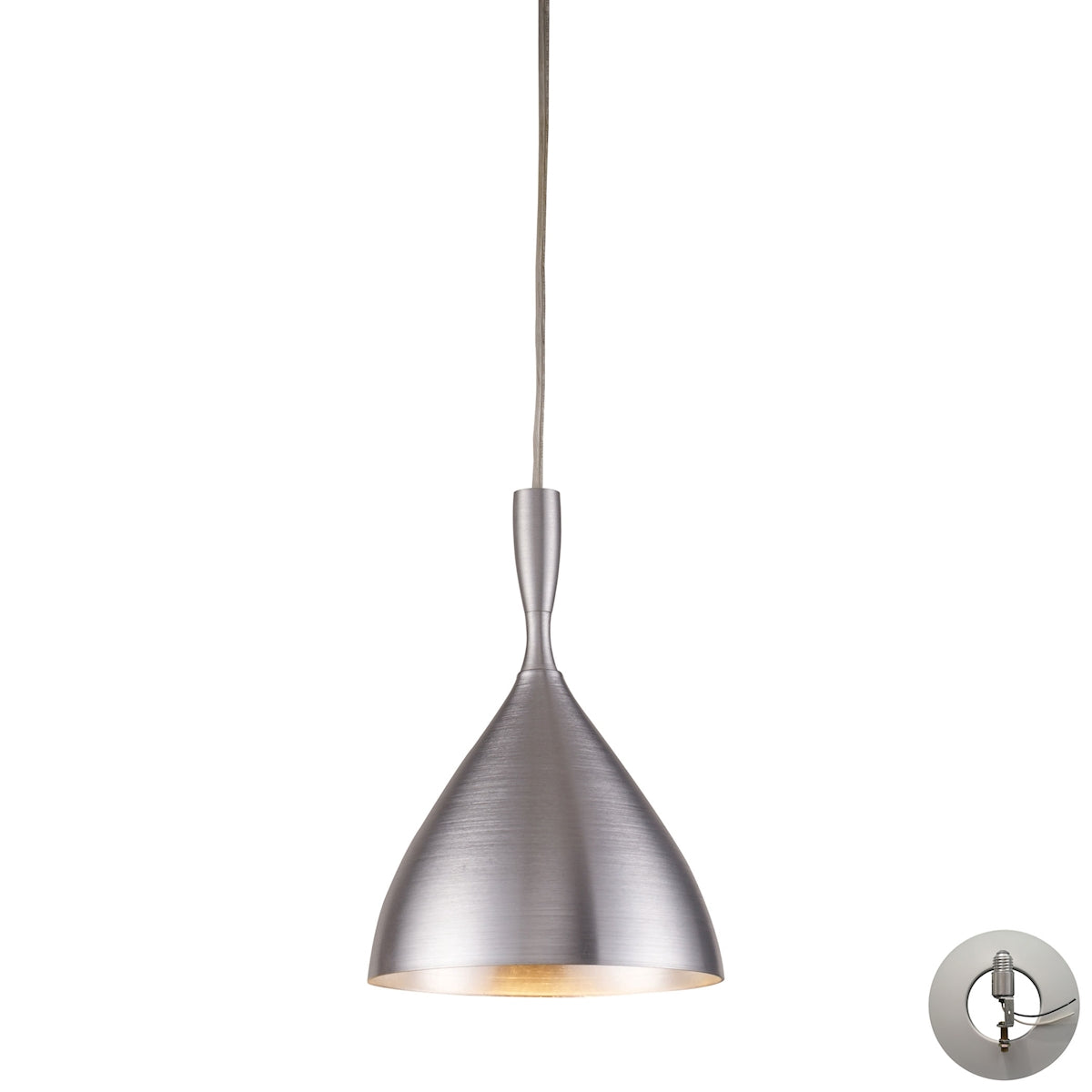 Spun Aluminum 7'' Wide 1-Light Pendant - Aluminum - Includes Adapter Kit