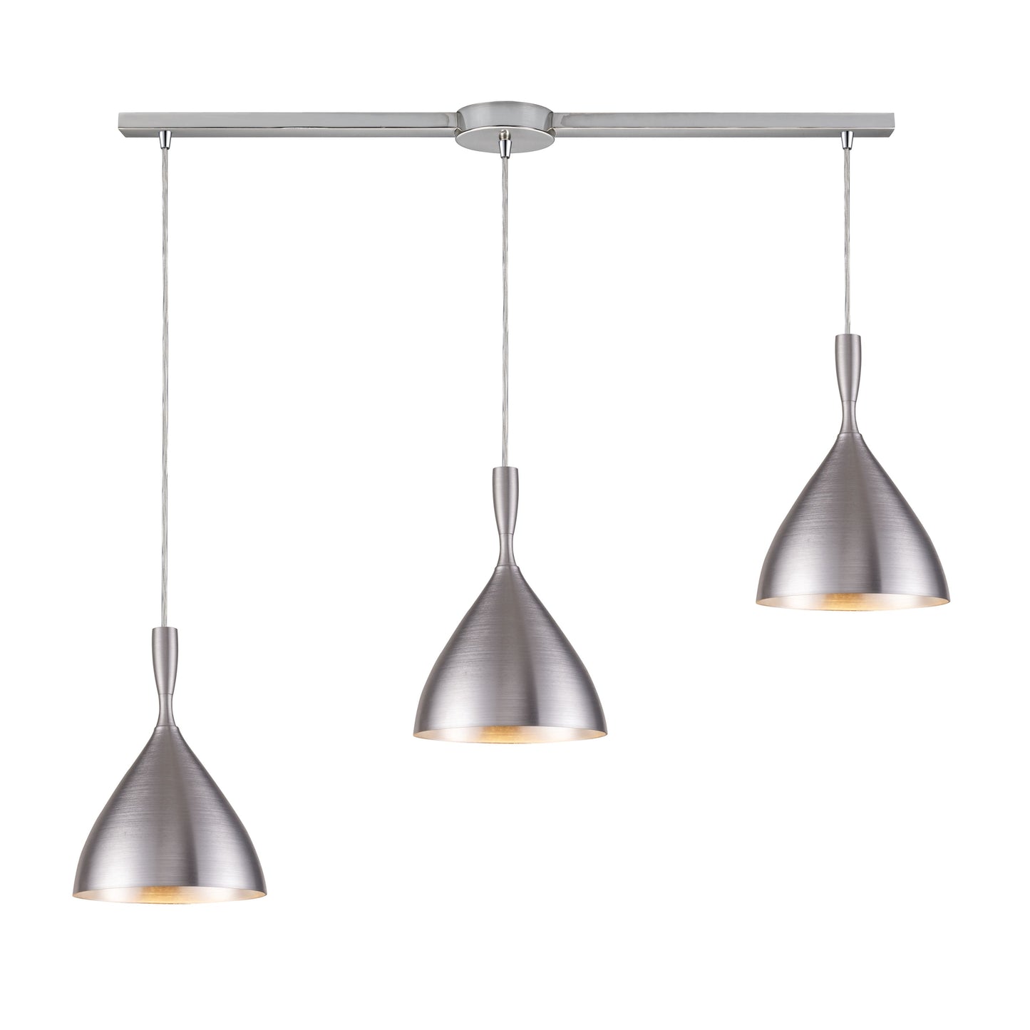 Spun Aluminum 36'' Wide 3-Light Slim Linear Pendant - Aluminum