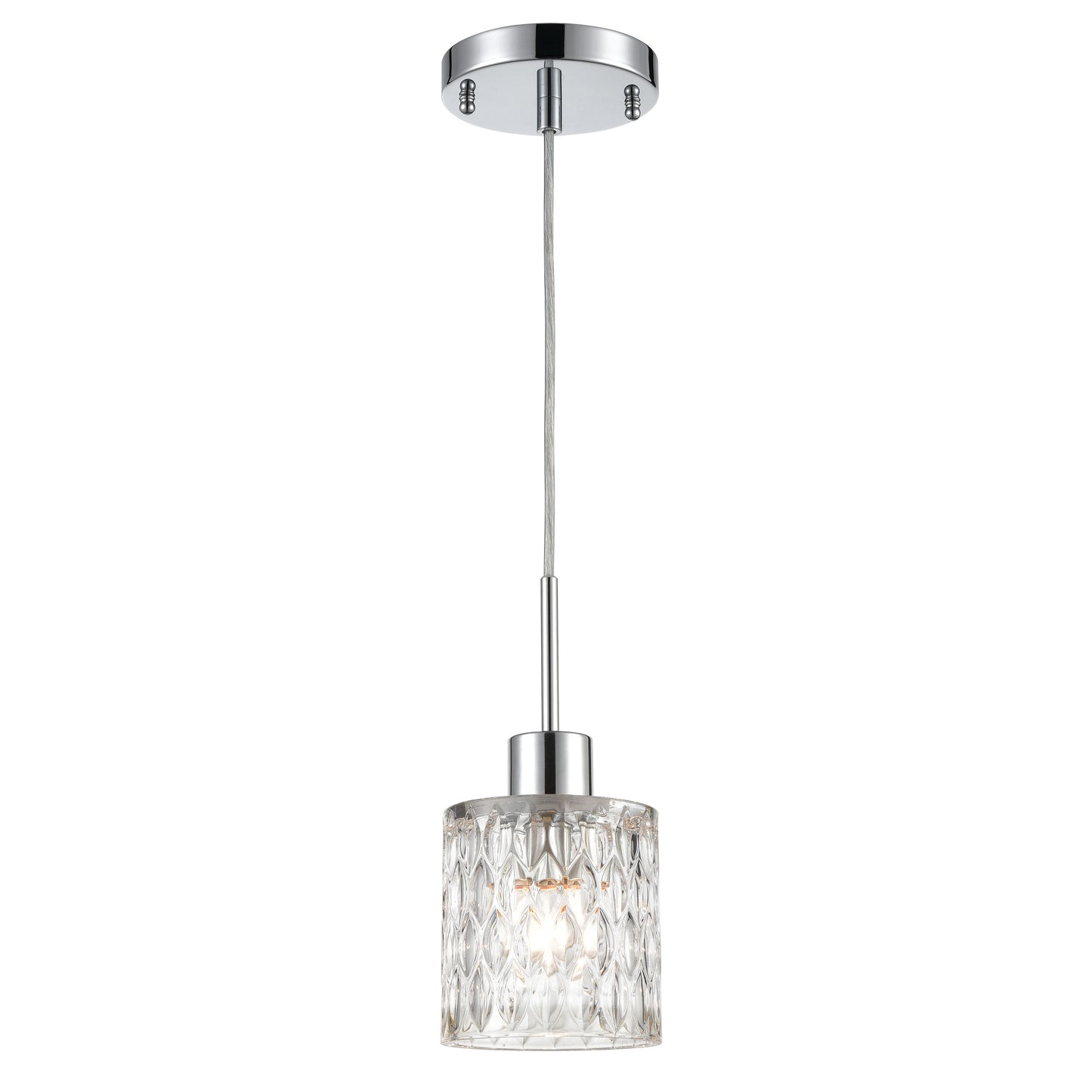 Ezra 4.5'' Wide 1-Light Mini Pendant - Polished Chrome with Textured Clear Crystal