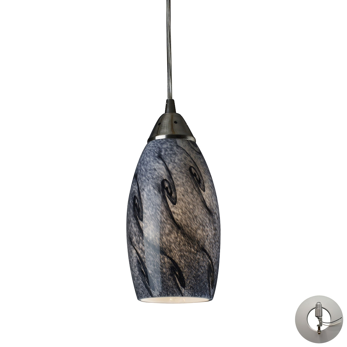 Galaxy 5'' Wide 1-Light Pendant - Satin Nickel - Includes Adapter Kit