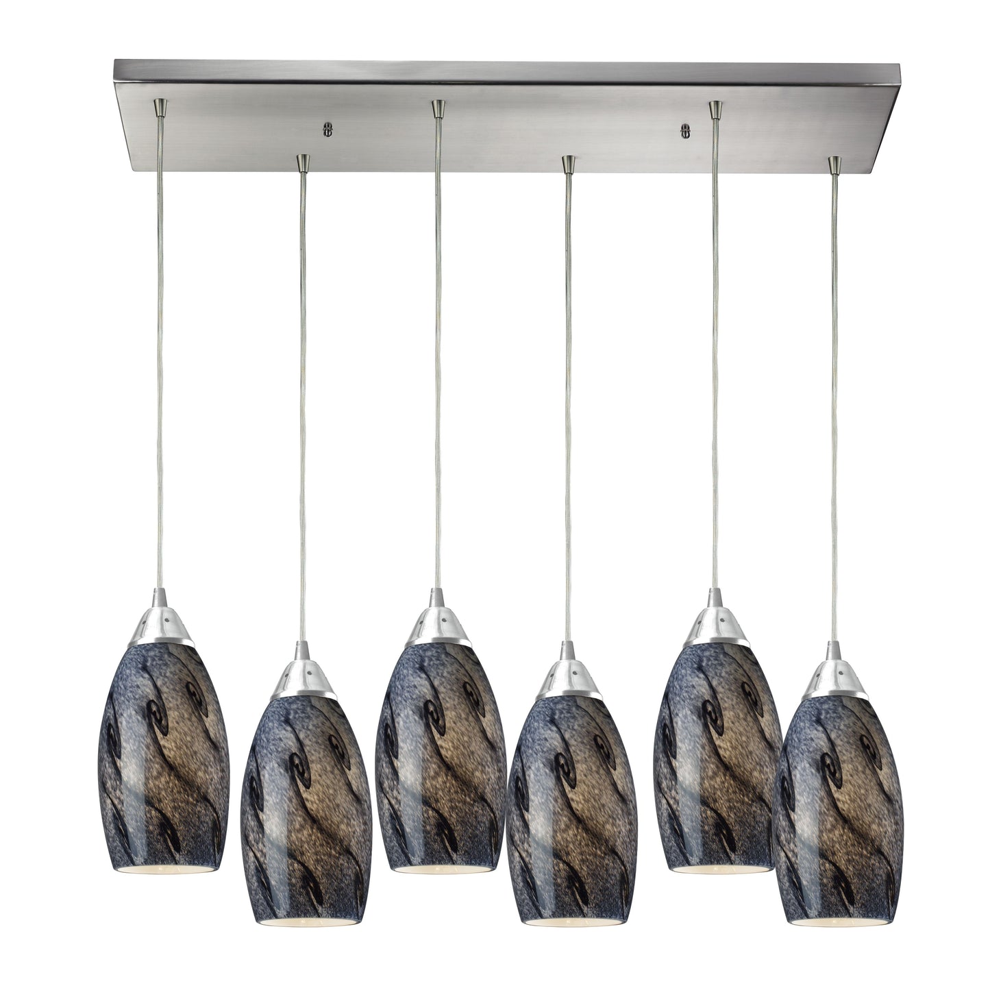 Galaxy 30'' Wide 6-Light Rectangular Pendant - Satin Nickel