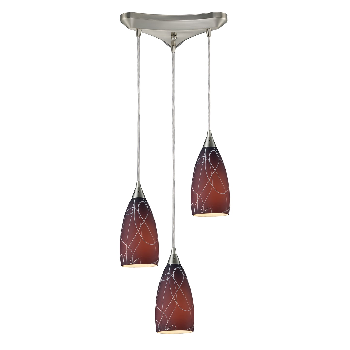Abstractions 3-Light Pendant - Brown and Satin Nickel