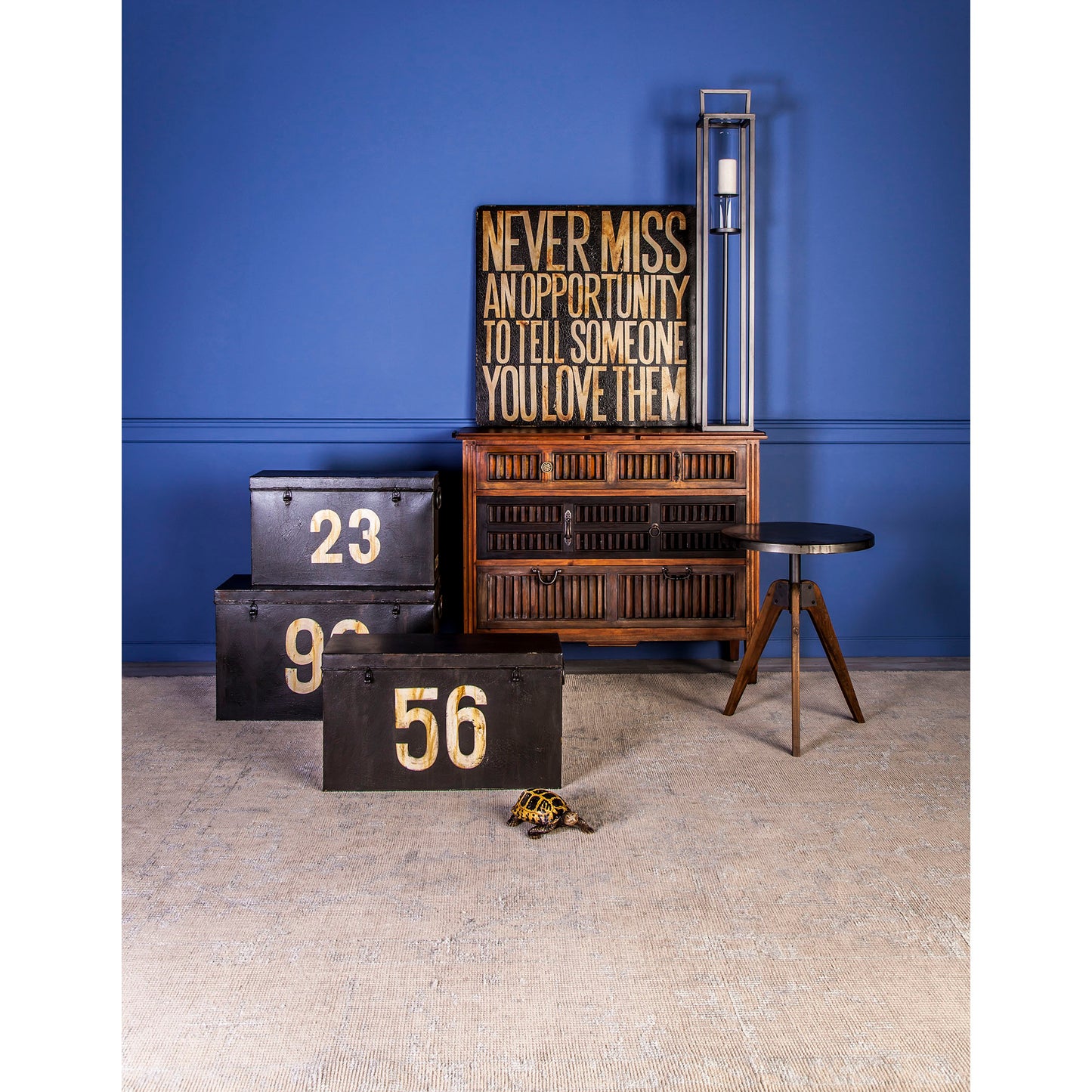 Antique Tin Boxes In Signature Black With White Graphics - Set of 3