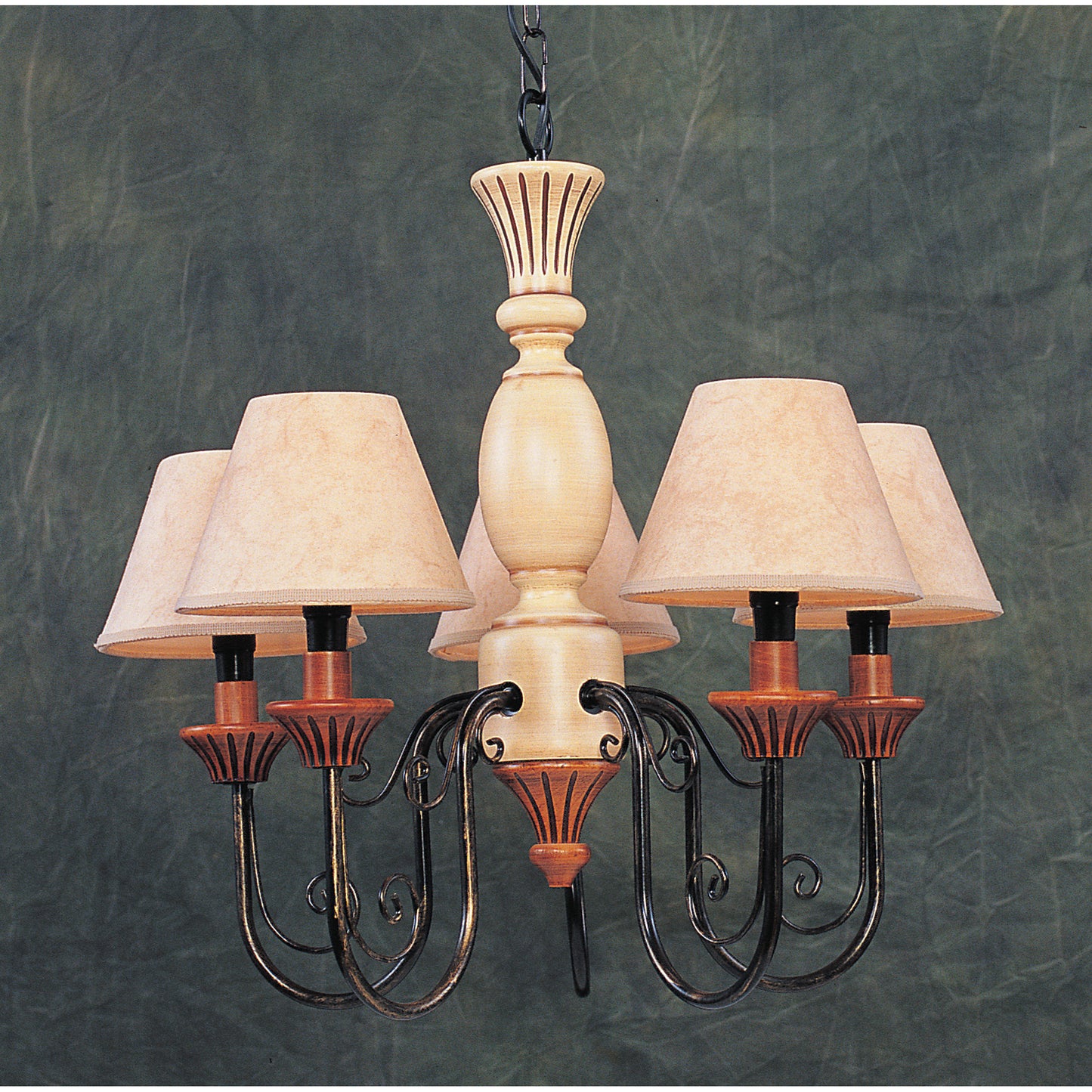 22'' Wide 5-Light Chandelier - Antique White with Walnut