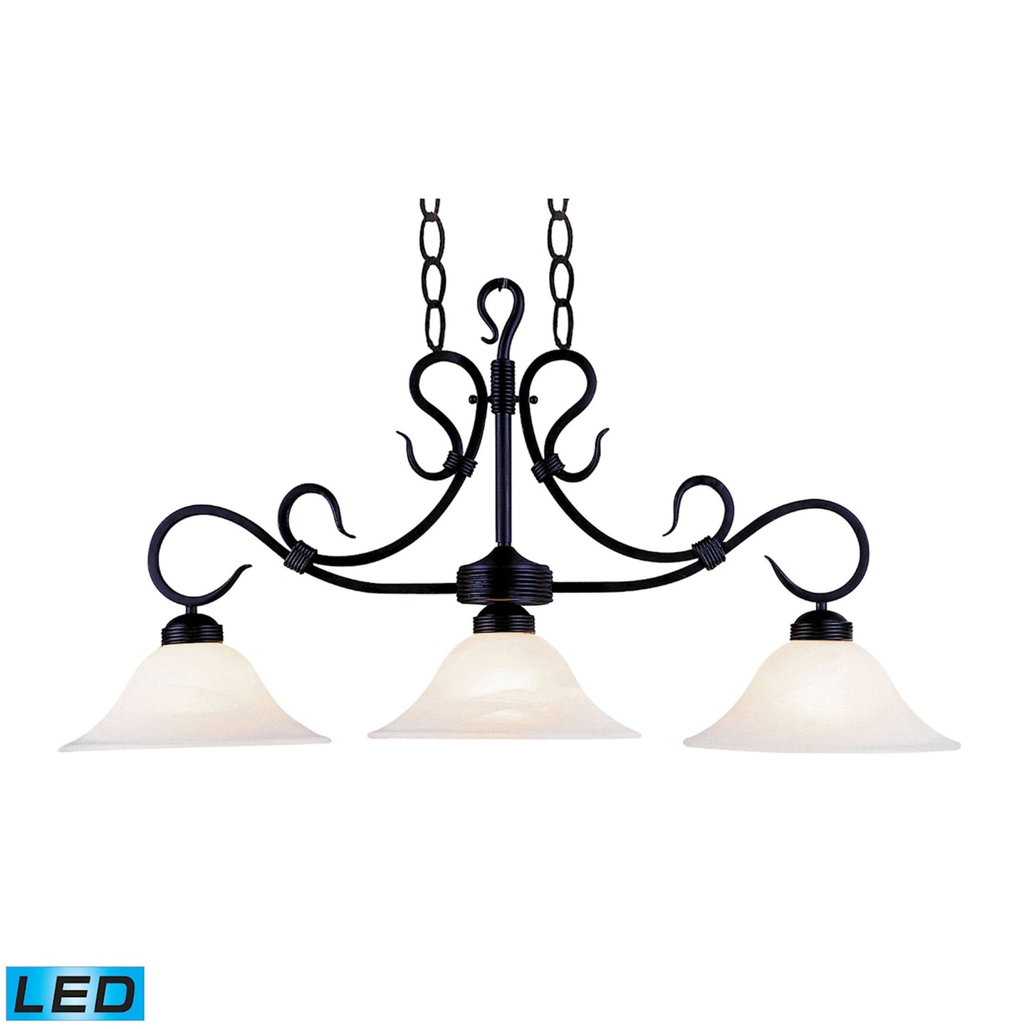 Buckingham 40'' Wide 3-Light Linear Chandelier - Matte Black - Includes LED Bulb