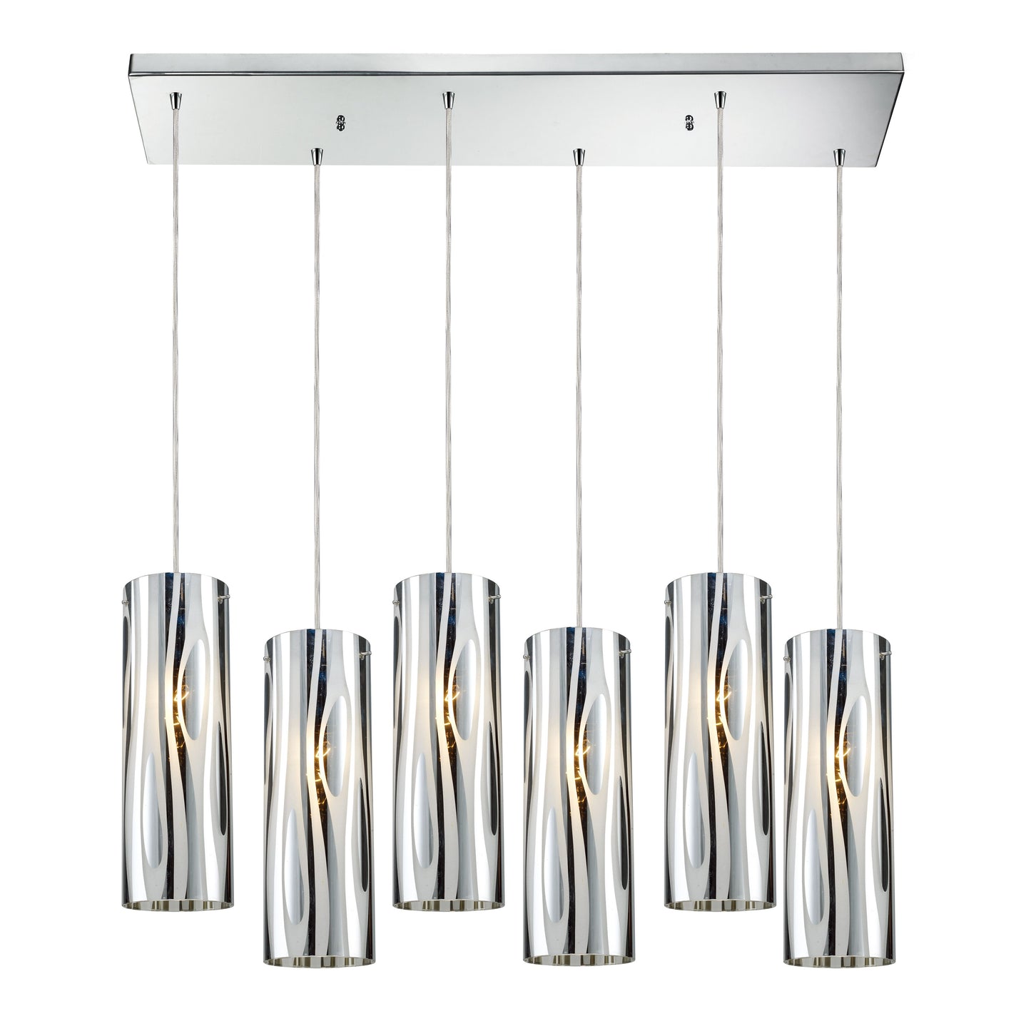 Chromia 30'' Wide 6-Light Rectangular Pendant - Polished Chrome
