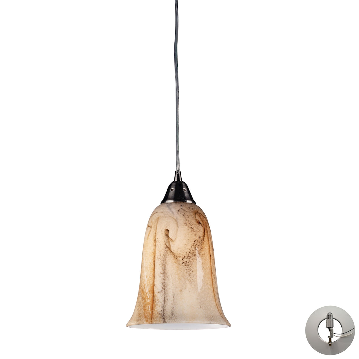 Granite 7'' Wide 1-Light Pendant - Satin Nickel - Includes Adapter Kit