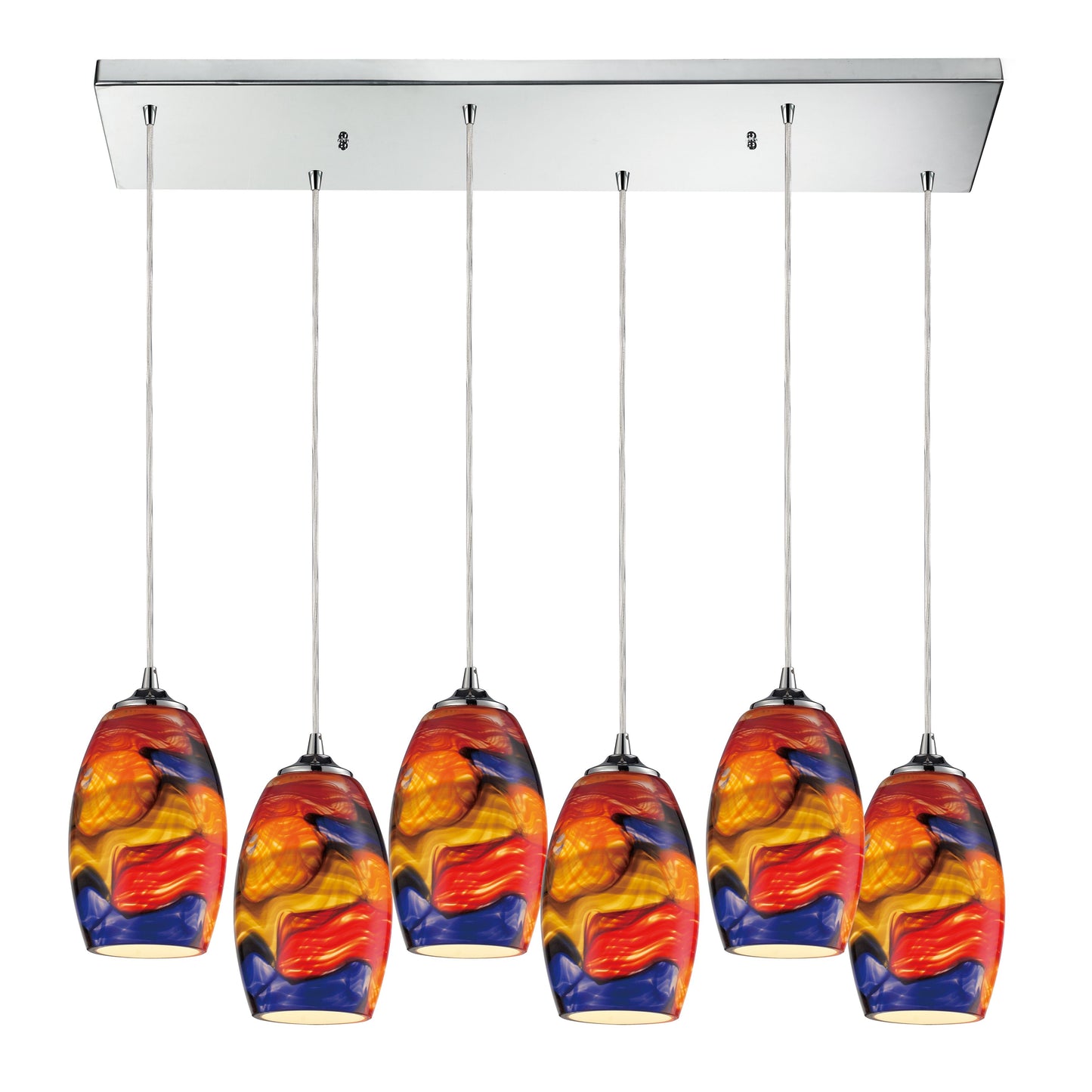 Surrealist 33'' Wide 6-Light Rectangular Pendant - Polished Chrome