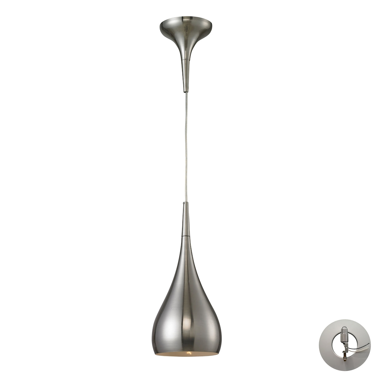 Lindsey 6'' Wide 1-Light Pendant - Satin Nickel - Includes Adapter Kit