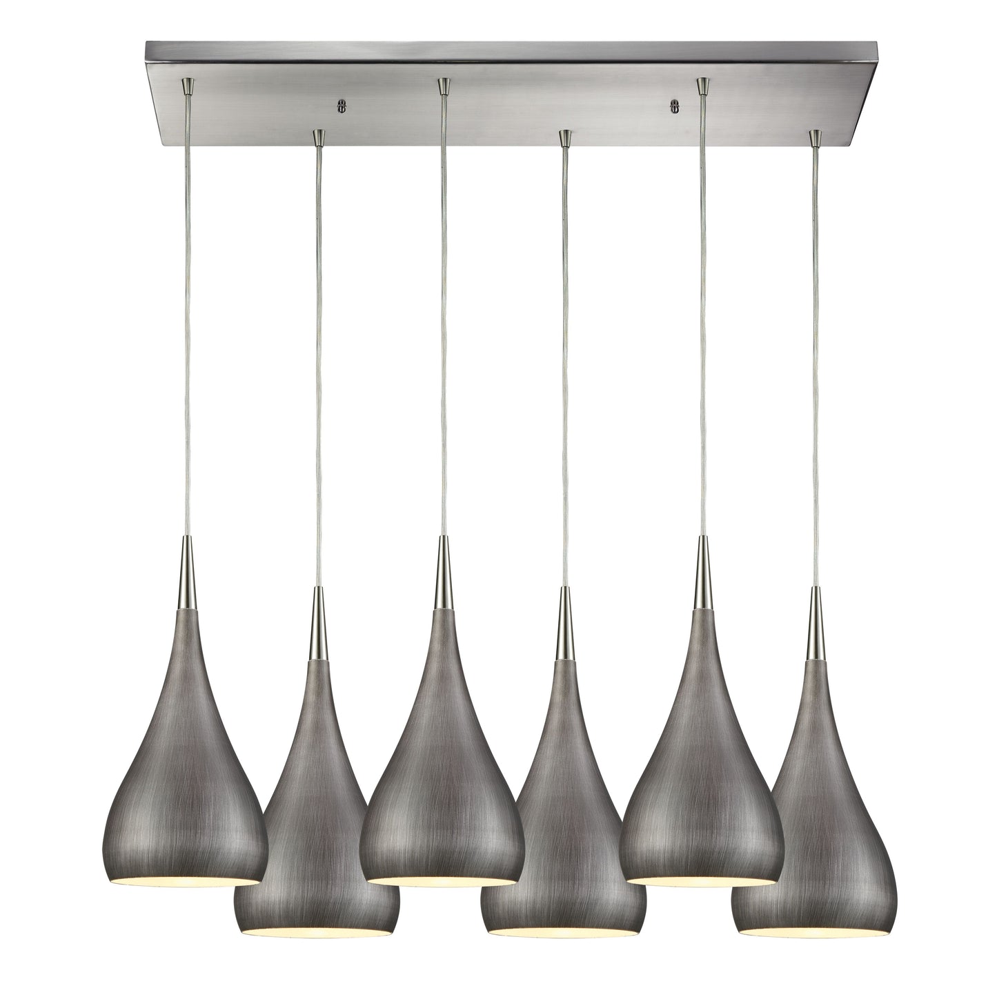 Lindsey 30'' Wide 6-Light Rectangular Pendant - Satin Nickel