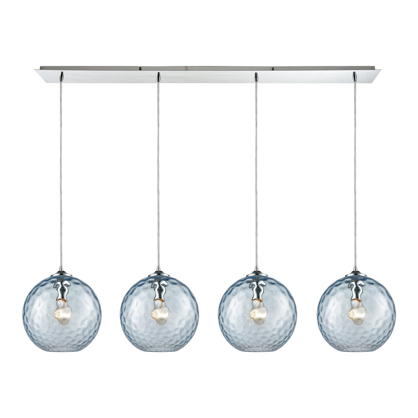 Watersphere 46'' Wide 4-Light Linear Pendant - Polished Chrome with Aqua