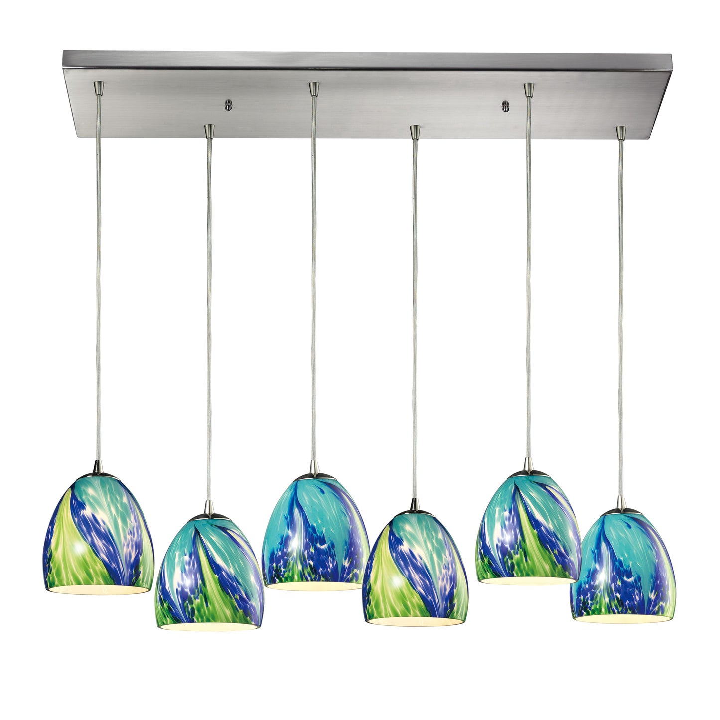 Colorwave 30'' Wide 6-Light Rectangular Pendant - Satin Nickel