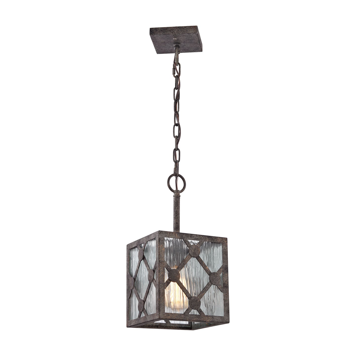 Radley 7'' Wide 1-Light Mini Pendant - Malted Rust with Clear Raindrop Glass Panels