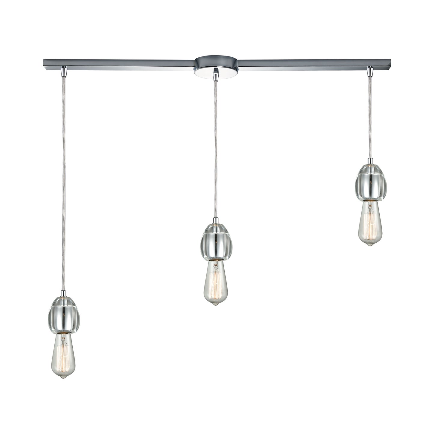 Socketholder 38'' Wide 3-Light Slim Linear Pendant - Polished Chrome