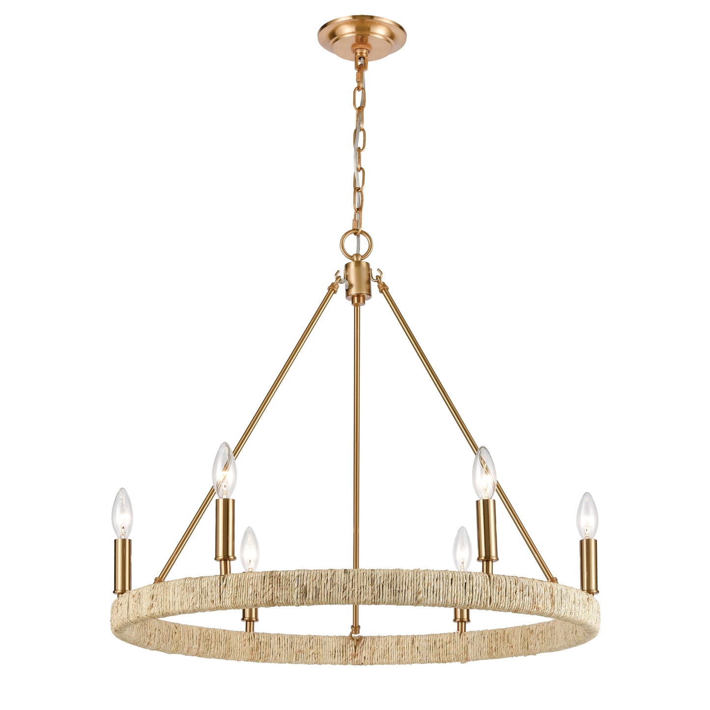 Abaca 27'' Wide 6-Light Chandelier - Satin Brass