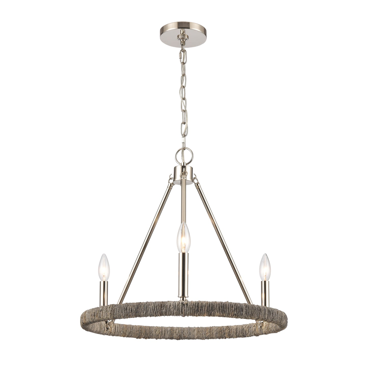 Abaca 20'' Wide 3-Light Chandelier - Polished Nickel