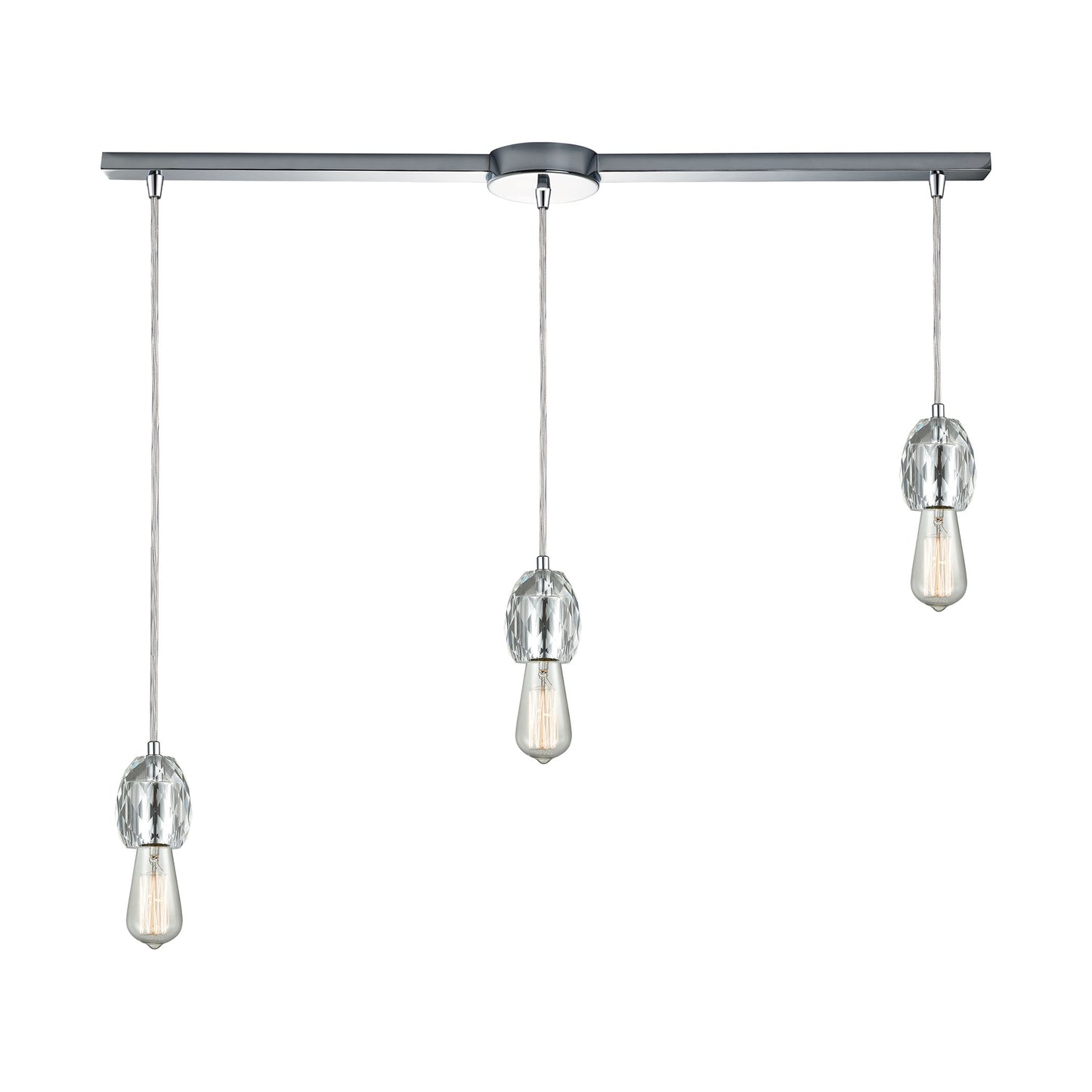 Socketholder 38'' Wide 3-Light Slim Linear Pendant - Polished Chrome