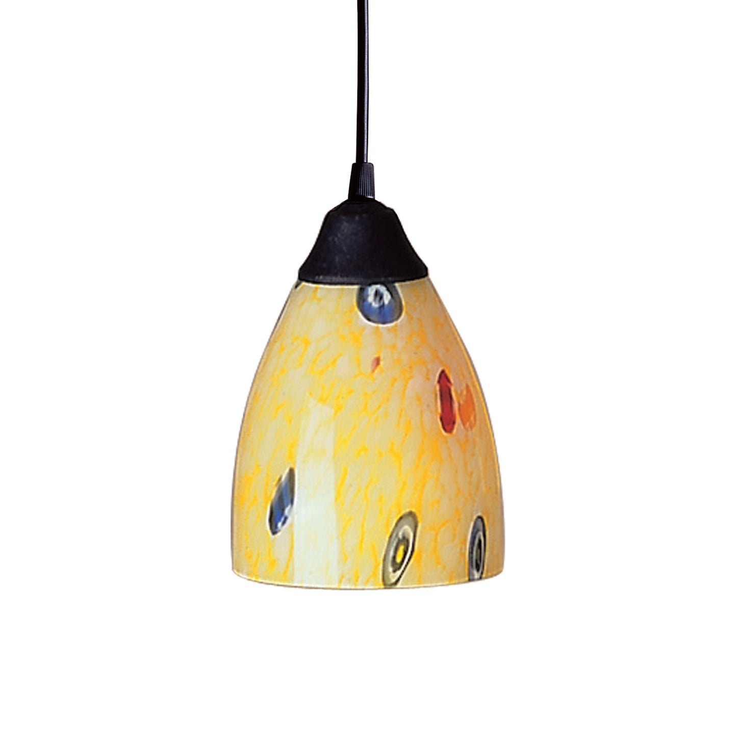 Classico 5'' Wide 1-Light Pendant - Dark Rust with Yellow Blaze Glass - Includes LED Bulb