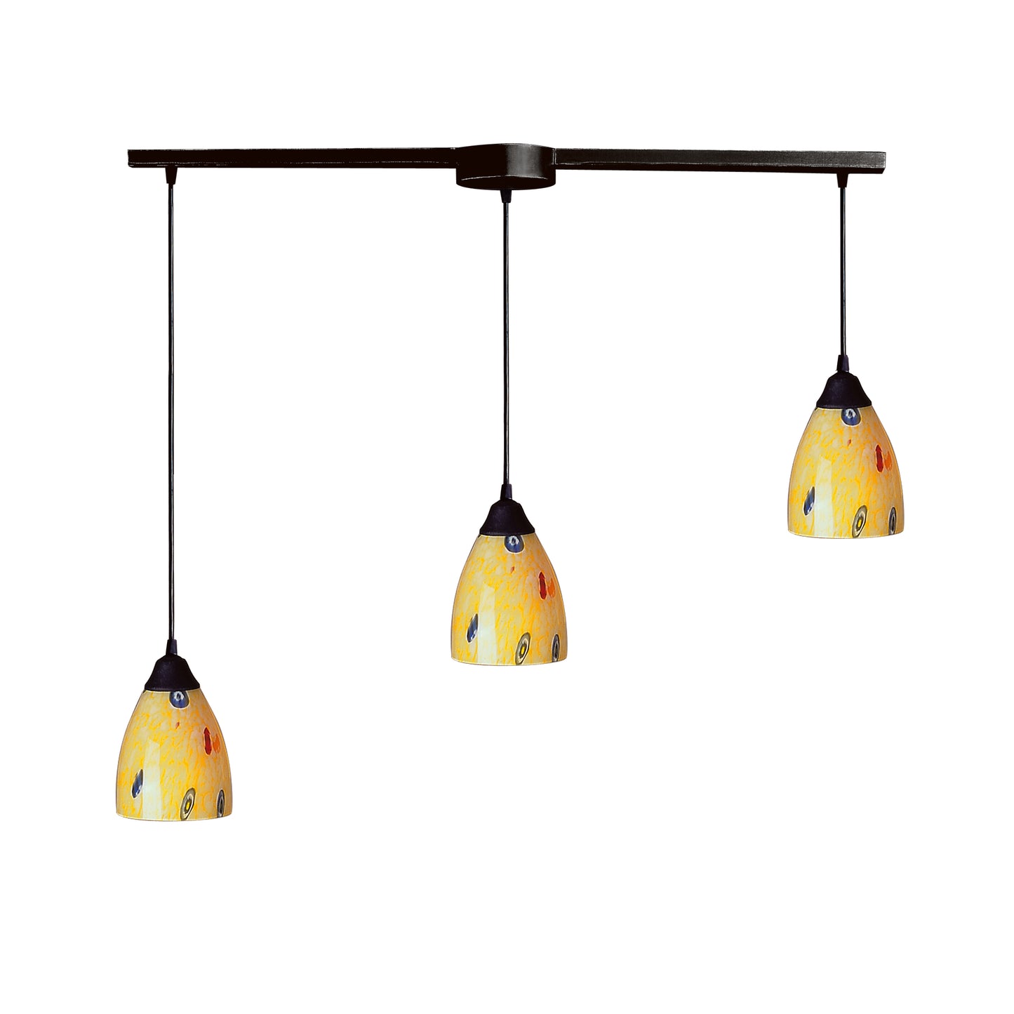 Classico 36'' Wide 3-Light Pendant - Dark Rust with Yellow Blaze Glass