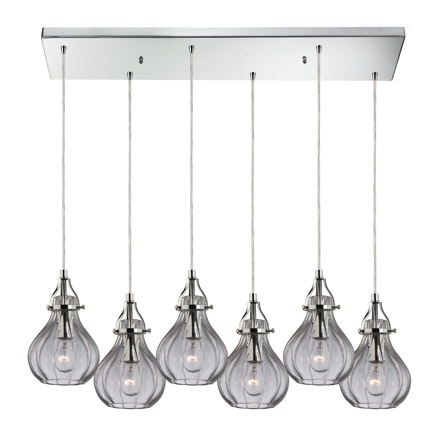 Danica 30'' Wide 6-Light Rectangular Pendant - Polished Chrome